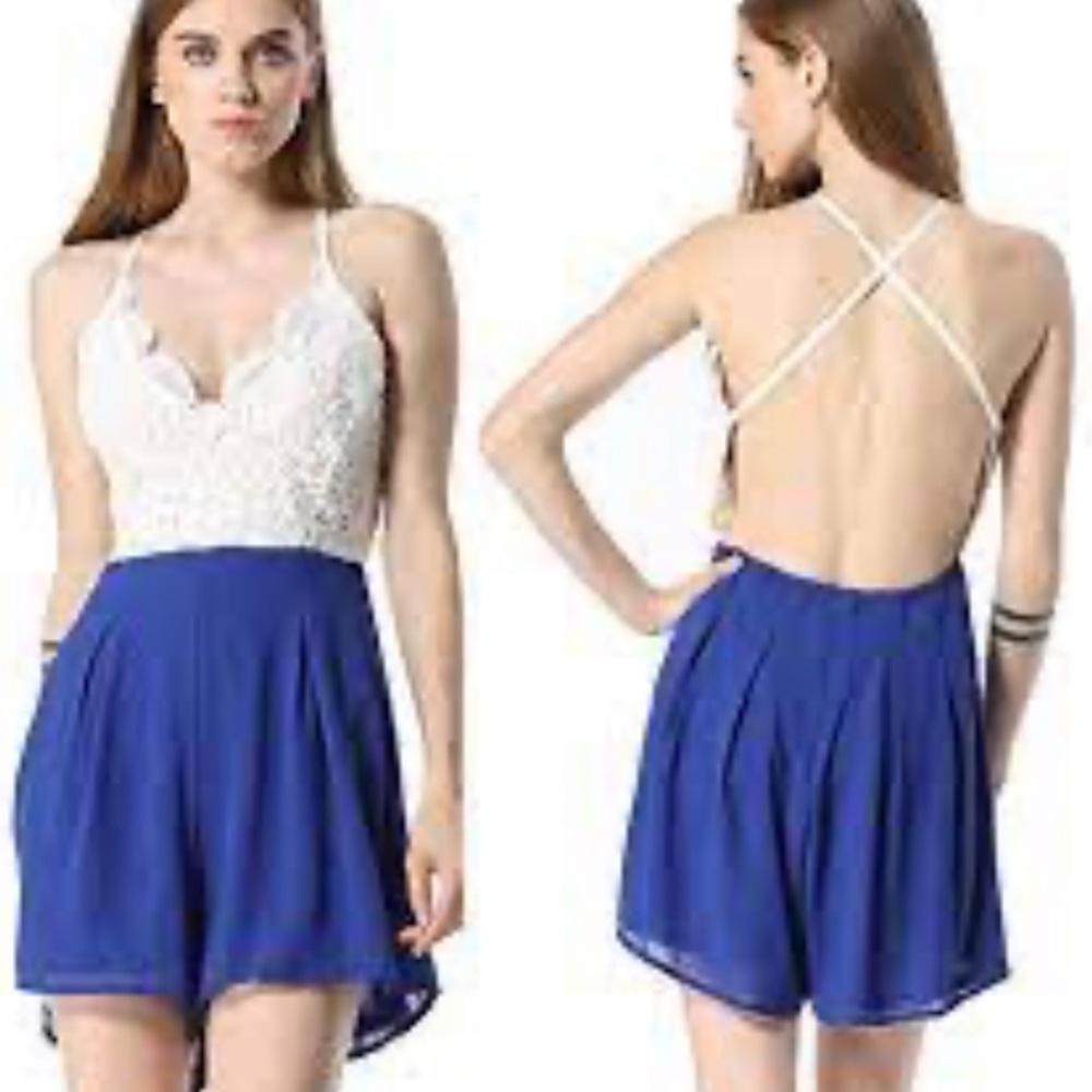 Backless Chiffon Short Jumpsuit size small